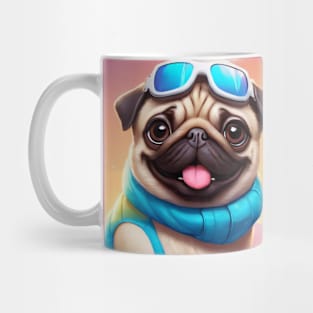 Pug Dog on Snowboard Mug